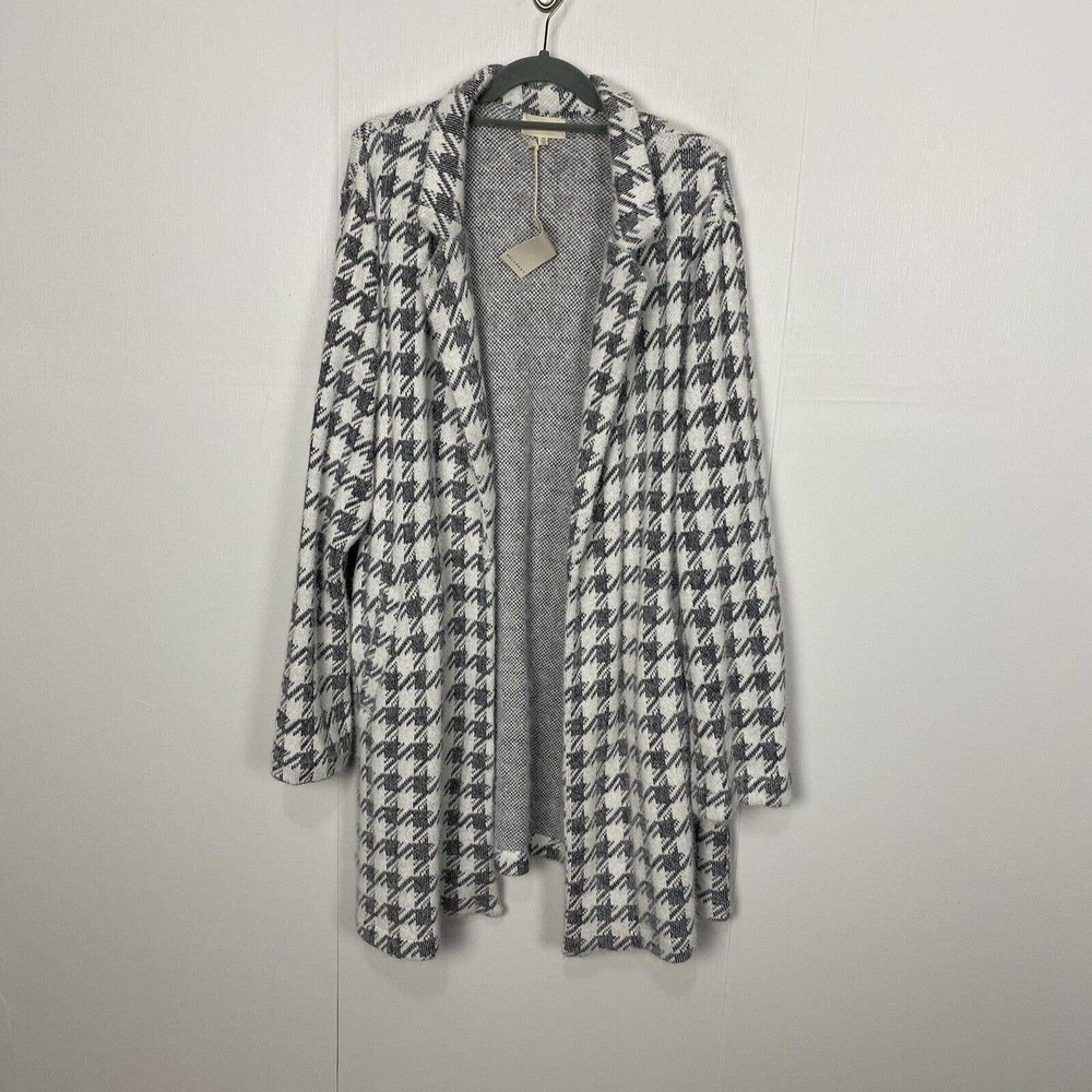 Melloday Women’s NWT Brushed Houndstooth Long Open Cardigan Sweater Size 2X. - Picture 1 of 12